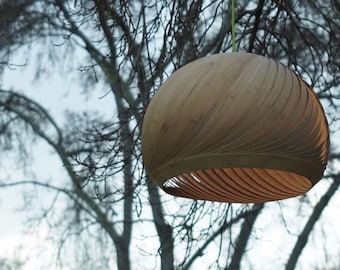 Modern Light, Pendant Light, "Wind" Wood Veneer Bamboo Lampshade