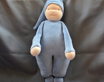Cloudberry Baby - 11" Waldorf Doll, Velour - Denim Blue