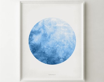 Blue moon print | Etsy