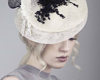 Races Fascinator, Occasion Hat, Black and White, Wedding Hats, SS2016 - Su