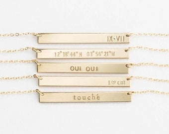 Name Bar Necklace, Personalized 14k Gold Filled, Sterling Silver, or Rose Gold Filled Perfect Bar / GLDN Nameplate Necklace, SERRA NECKLACE