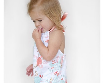 Baby Girl Romper, Halter Sunsuit, Toddler Romper, Summer Playsuit, Floral Romper - Sweet Cheeks