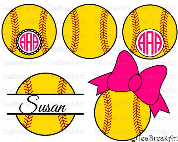 Download Softball Monogram Pattern Design Digital Cutting File SVG PNG