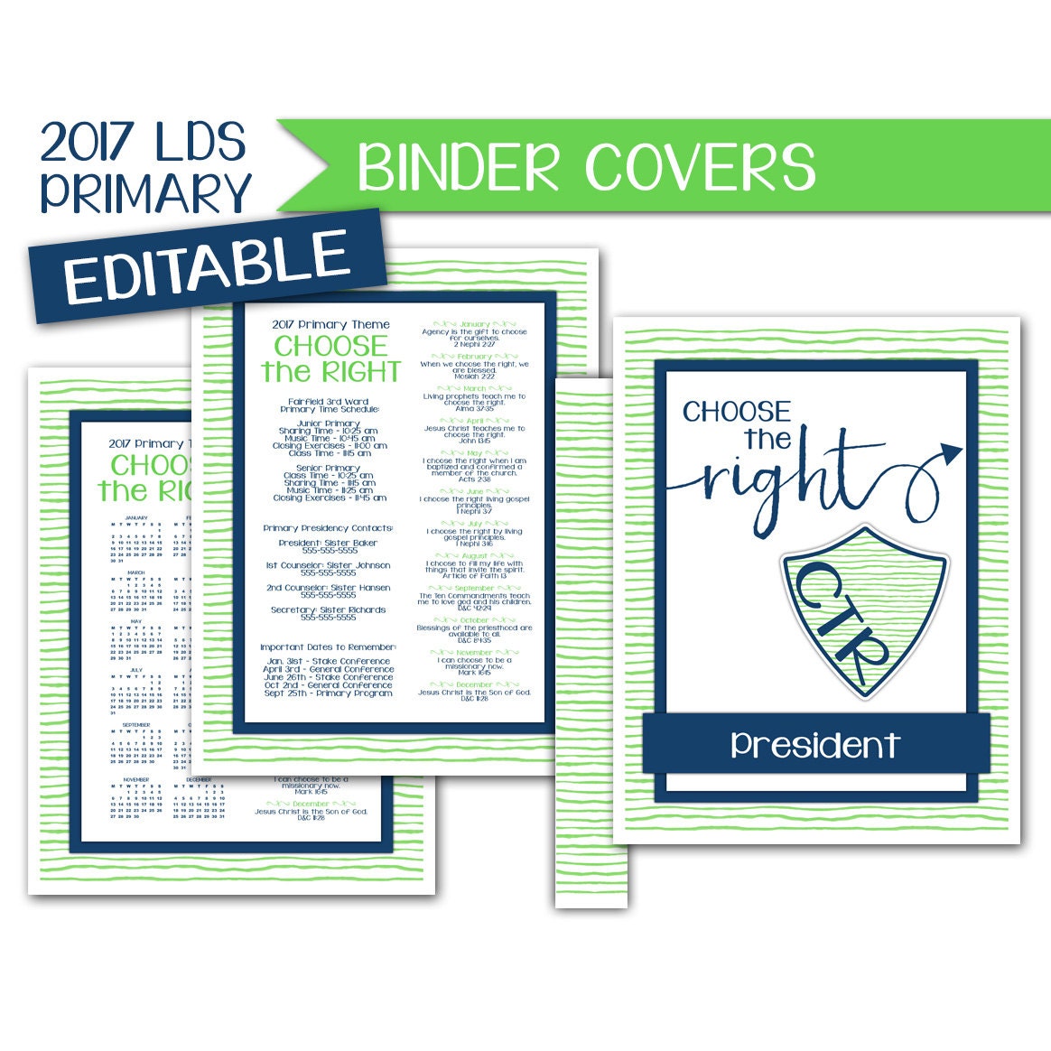 Binder Cover Inserts LDS Primary 2017 Theme Editable