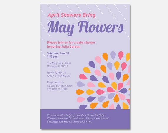 Printable April Showers Bring May Flowers baby shower party