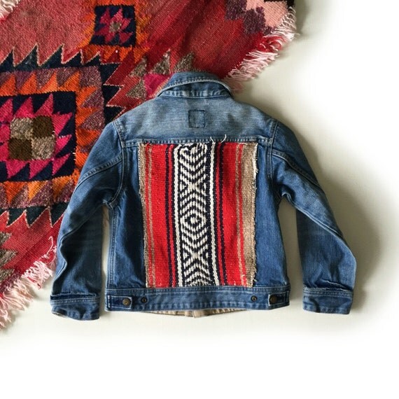 Upcycled Southwest Denim Kids Jean Coat / Small Jean Jacket