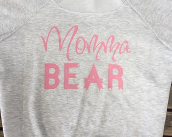 Momma bear off shoulder sweatshirt. Mama Bear sweatshirt. off shoulder sweatshirt. Wide Neck French Terry Sweatshirt made by ThinkElite1.