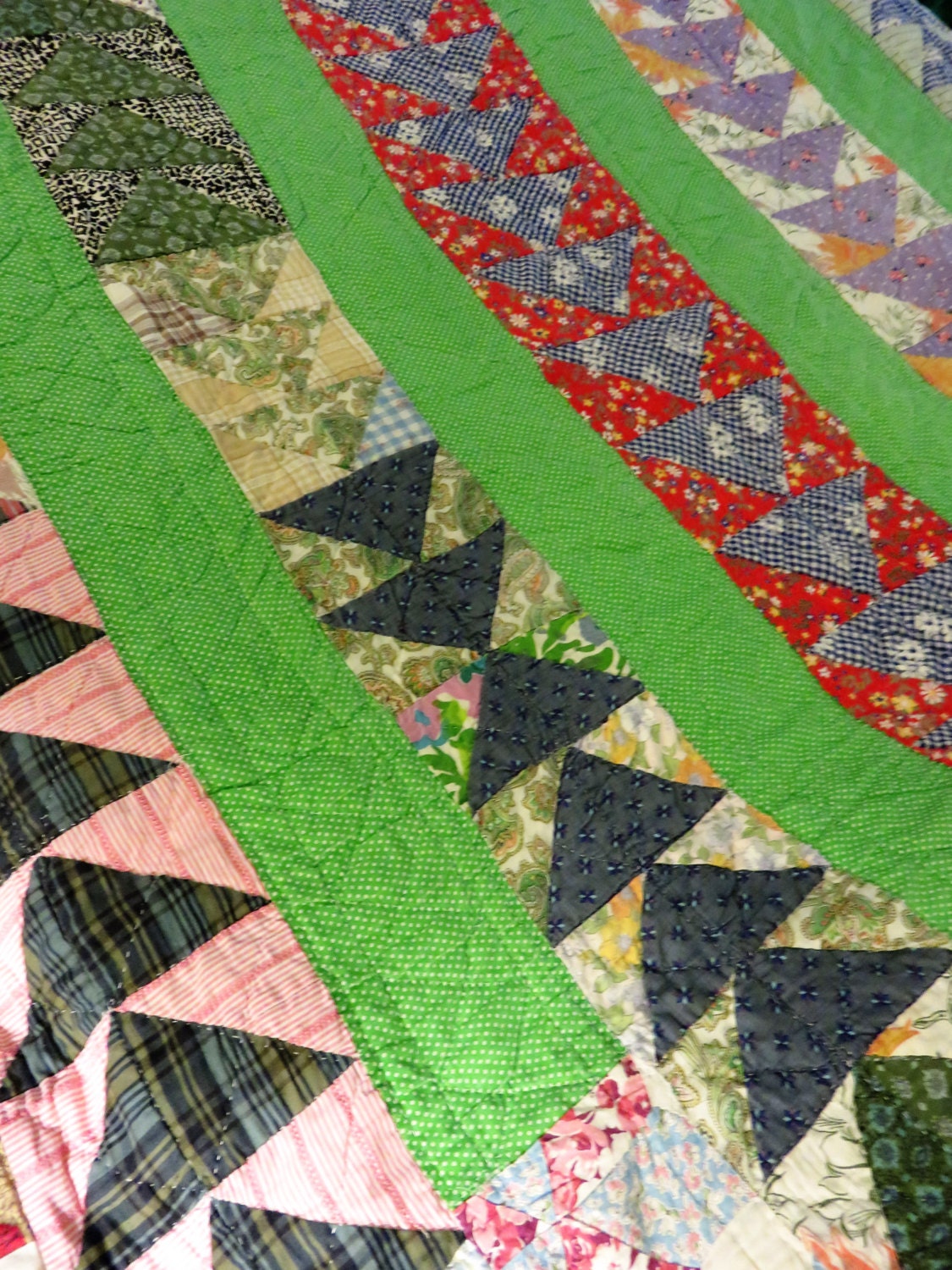 Handmade Patchwork Quilt Vintage Hand Stitched Quilted Twin