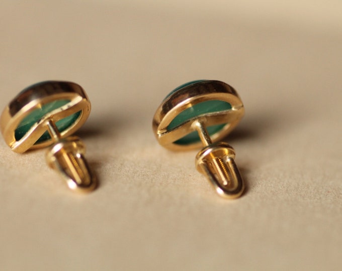 Green agate earring - agate earring - gold earring - silver earring - green stone earring - gift