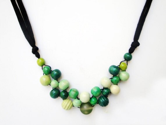 Green Necklace Bead Necklace Green Headband Bead by FUNHOUSEshop