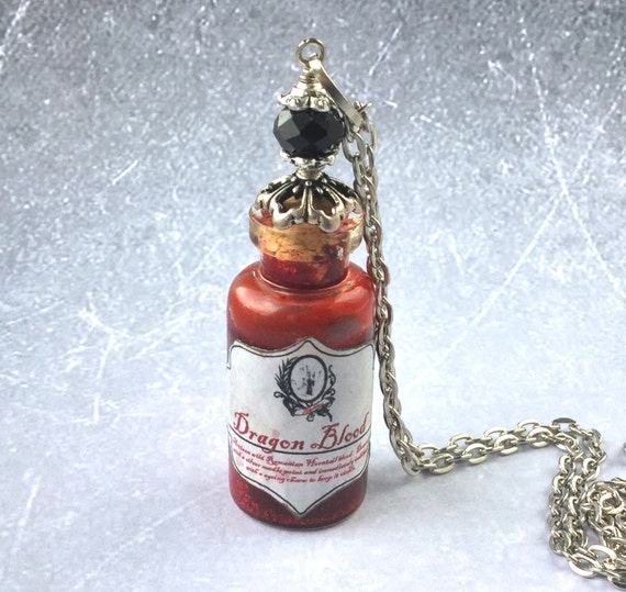 Dragons Blood Crystal Necklace Potion Glass Vial Bottle
