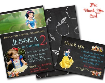 Snow white invitation Snow white birthday invite, Chalk Snow White party Disney Princess,Snow White birthday card, Printable editable,dwarfs