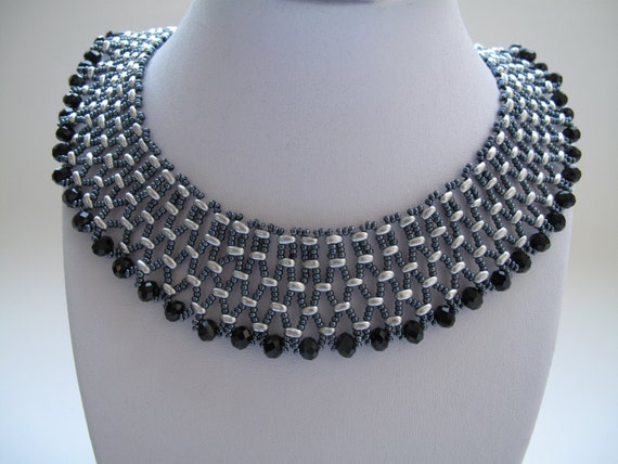 Items similar to Collar Necklace, Crystal Beaded Necklace, Detachable ...