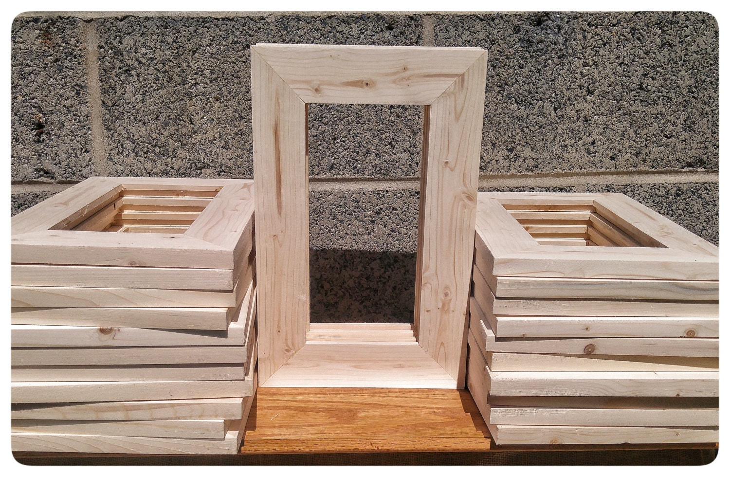 25 Wood Frames, No Hardware or Glass, Bulk Wood Frames, 5x10" Wood