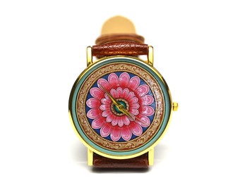 Mandala Timepiece, FREE SHIPPING,Vintage Watch,Leather Watch,Womens Watch,Ladies Watch,Mens Watch,Unisex Watch,Modern Watch