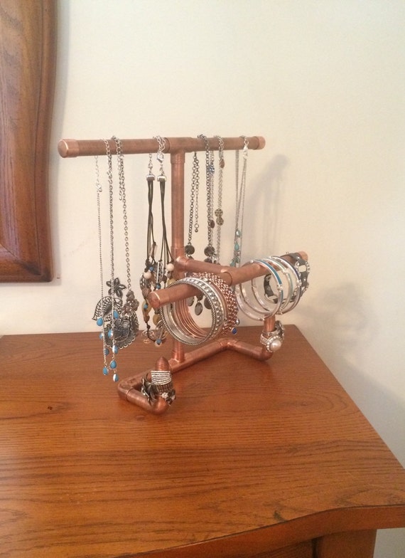 Copper pipe jewelry stand steampunk jewelry by CopperPipeDream