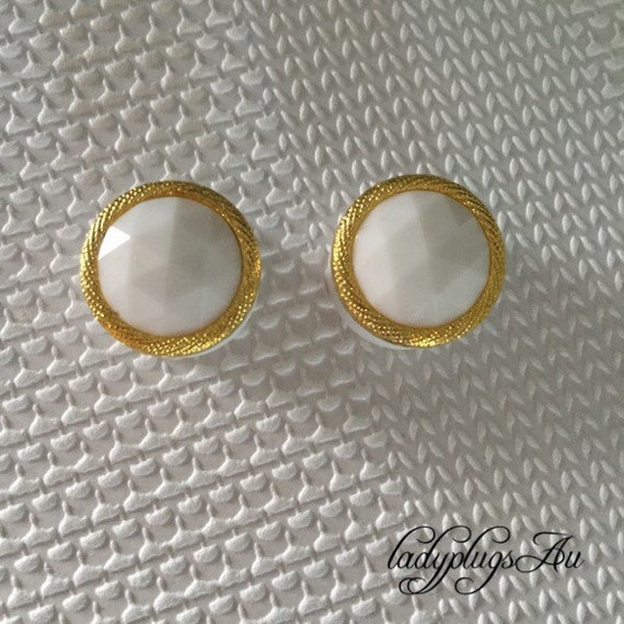 20mm 'Fancy White & Gold' Plugs by LadyPlugsAustralia on Etsy
