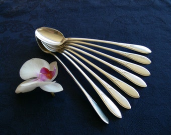 MW ROGERS Mfg. Co., by International Silver "PICKWICK" 1938 Pattern, Silverplate Iced Tea Spoons 8, Discontinued Pattern