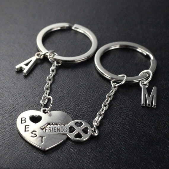 Best Friends Keychain set initials Graduation Friendship