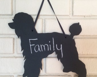 Poodle Handmade Chalkboard Wall Hanging - Dog Shadow Silhouette - Country Decoration -Great Gift
