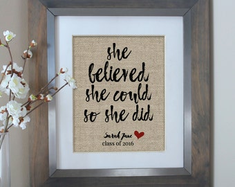 College Graduation Gift, College Graduation Gift for Her, Nurse Graduation Gift, She Believed She Could So She Did, Graduation Gift