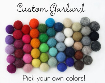 Custom Felt Ball Garland, Design Your Own Baby Shower Pom Pom Garland, DIY Banner, Party Decor