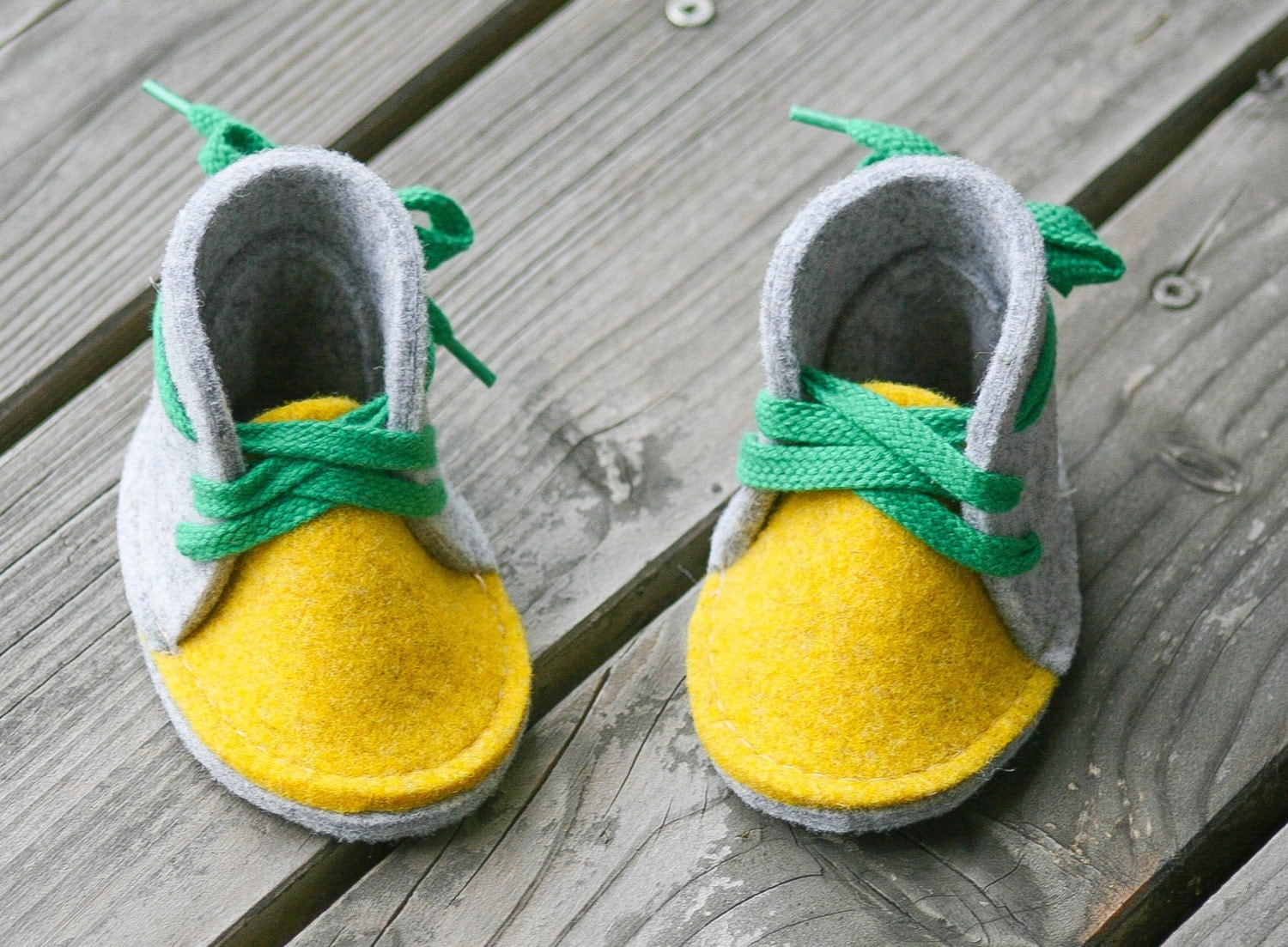 Soft Sole Baby Shoe Felt Baby Booties Baby Boy Shoes Yellow