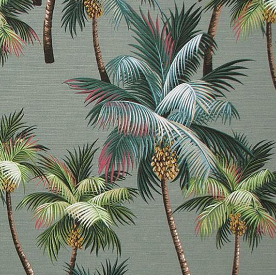 Palm Tree Upholstery Fabric Hawaii by HawaiianFabricNBYond on Etsy