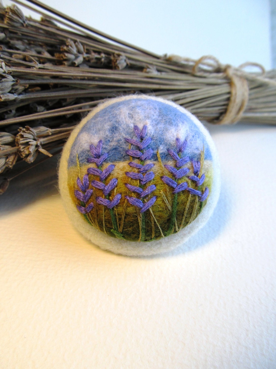Wool felt brooch Lavender Lilac needle felted by FeltAccessories