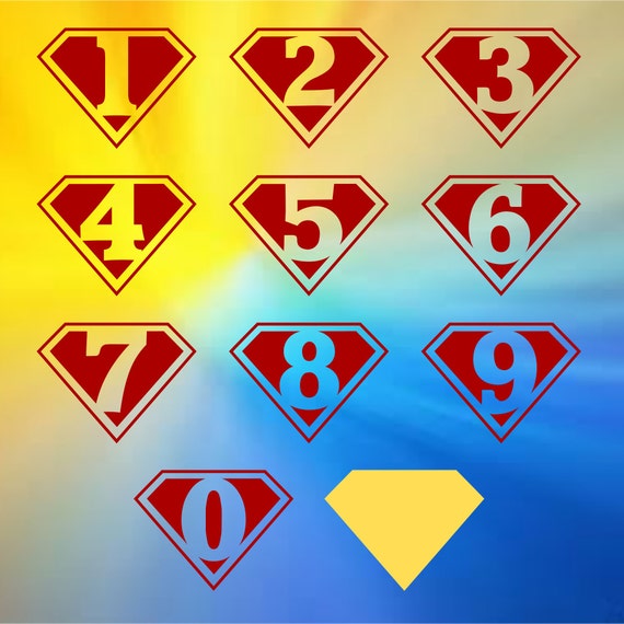 Download Superman Number Set fcm svg png cut files by DecalPals on Etsy