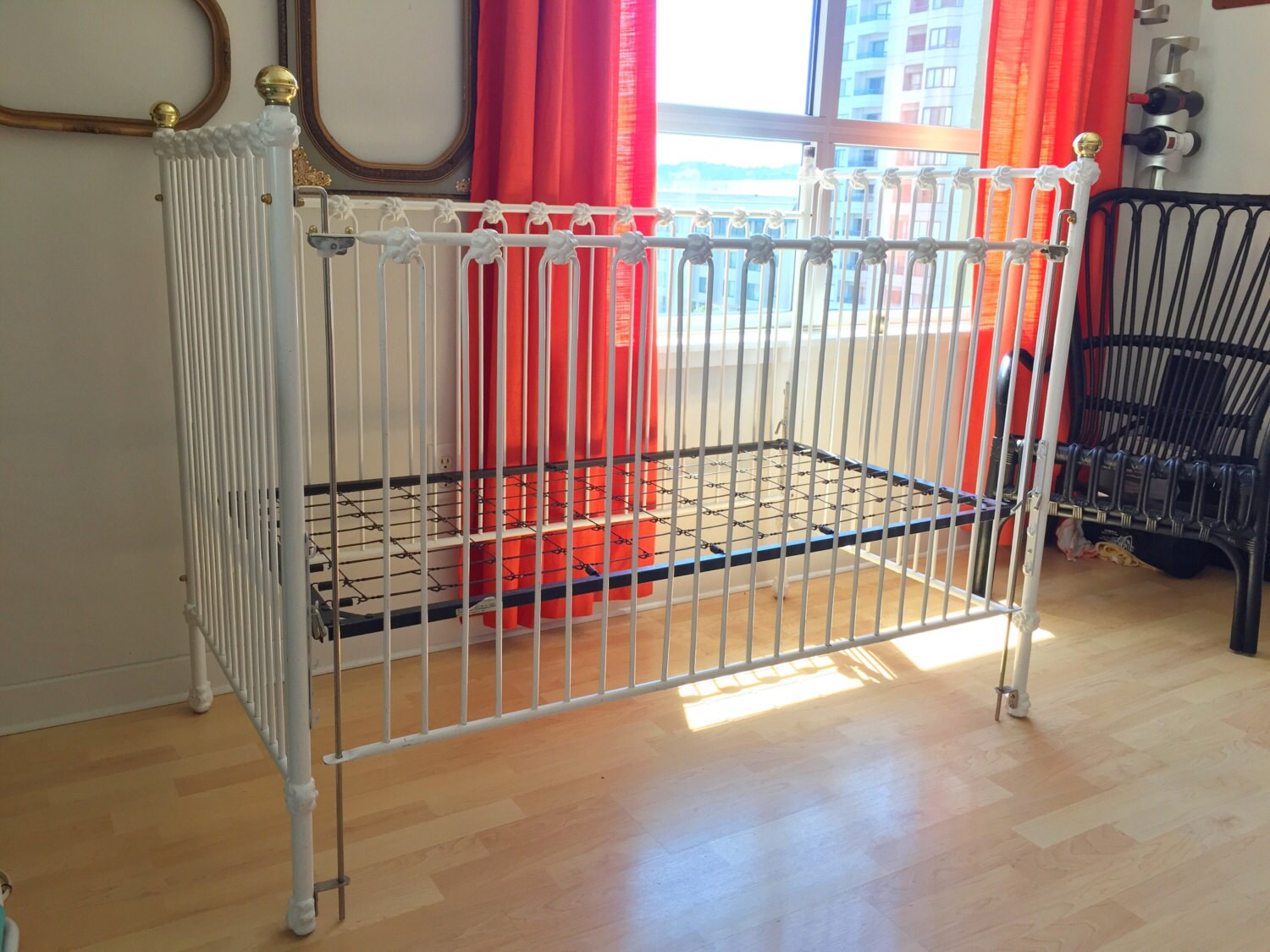 RESERVED for KARI Vintage Iron Crib Corsican Crib