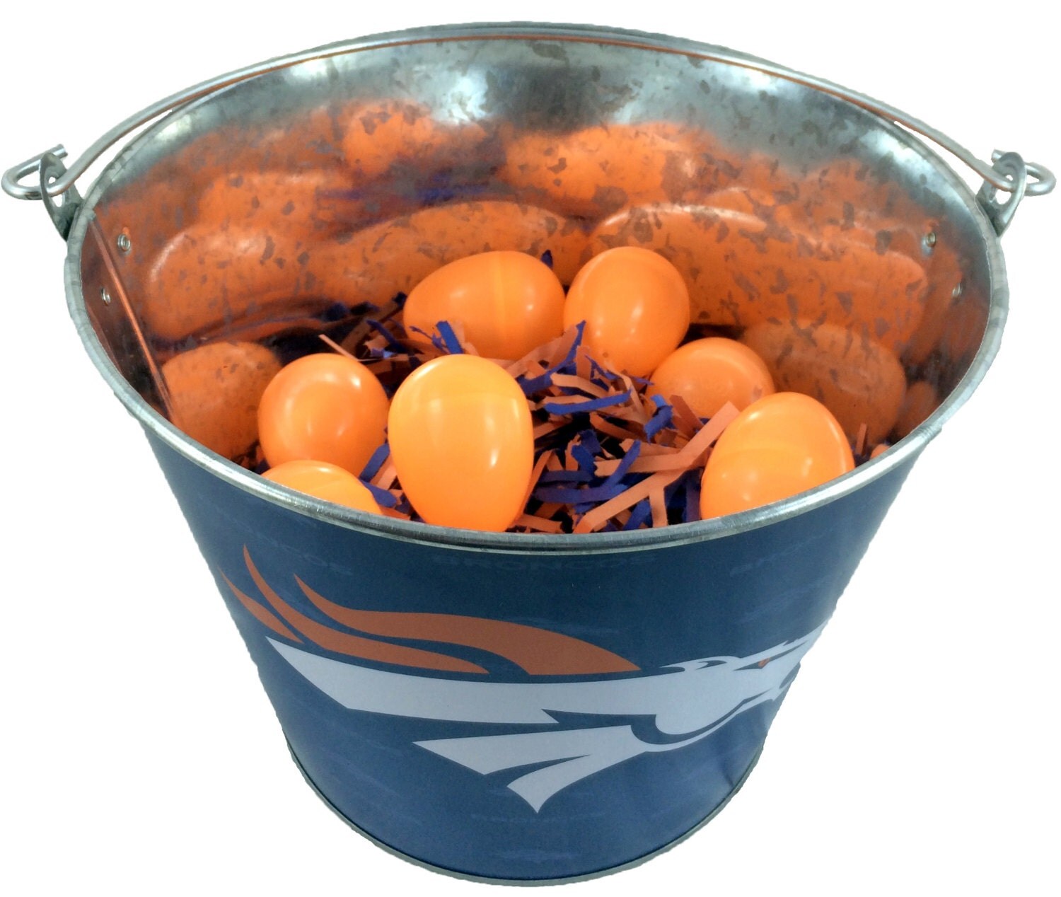 Denver Broncos Easter Basket NFL with Eggs and Team Color
