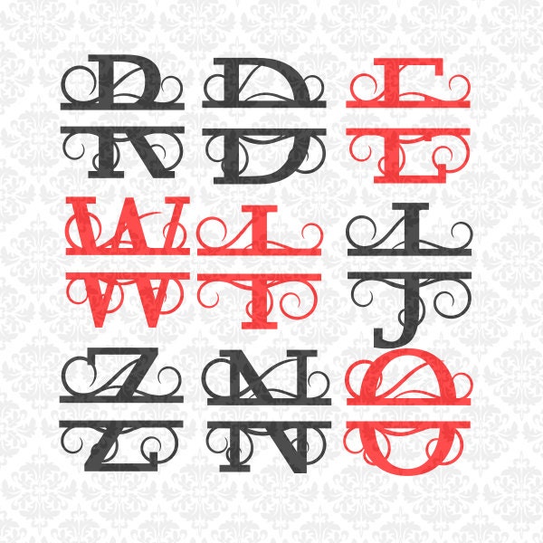 Download Split Monogram Swirly Letters Fancy Last Name Alphabet SVG ...