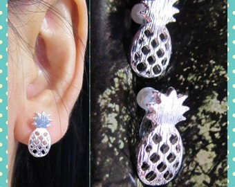 Pineapple clip on earring, C26s, Silver Simple Everyday non pierced earring, magnetic earring alternative, Invisible clip on stud earring