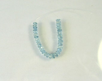 Blue aquamarine faceted rondelle beads AAA+ 3-3.5mm 2.5" strand