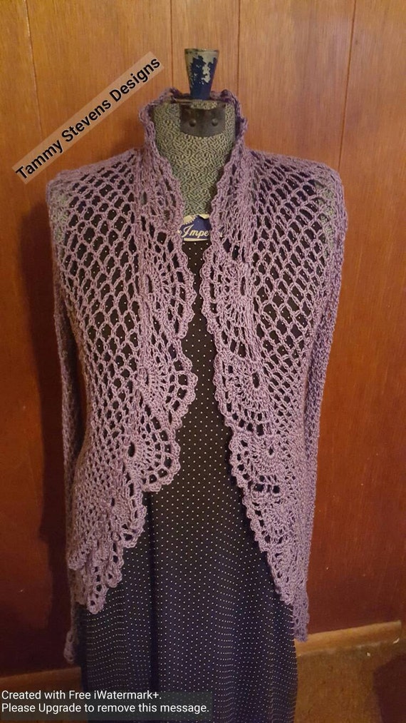 Handmade Crochet Cut Away Cardigan by TammyStevensDesigns on Etsy