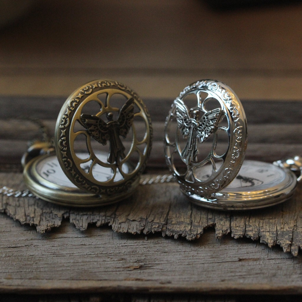 TESSA's CLOCKWORK ANGEL pocket watch necklace C195W by helenajeane