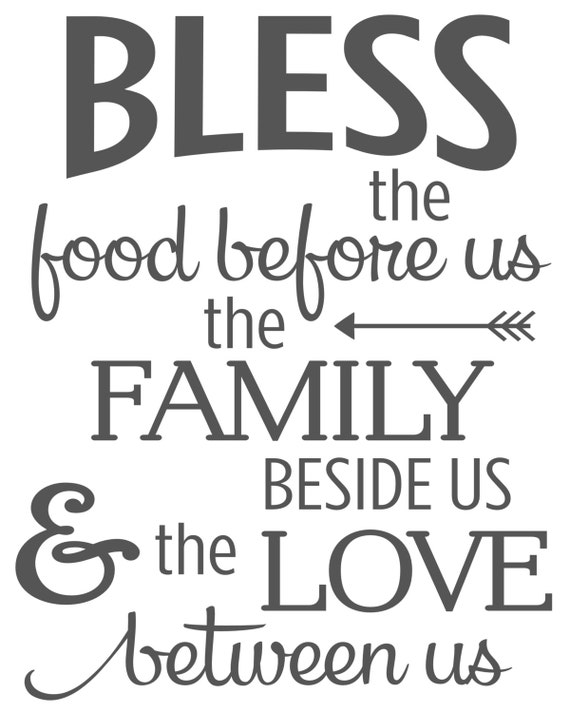 Bless the Food Before Us Printable Sign White and Gray Instant