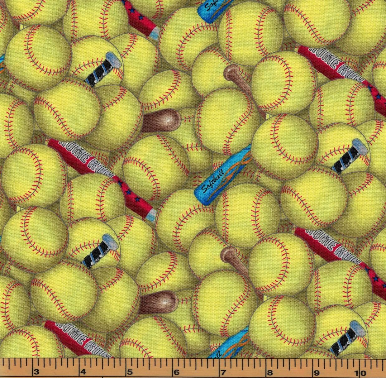 Softball Fabric Elizabeth's Studio Fabrics 100 Cotton