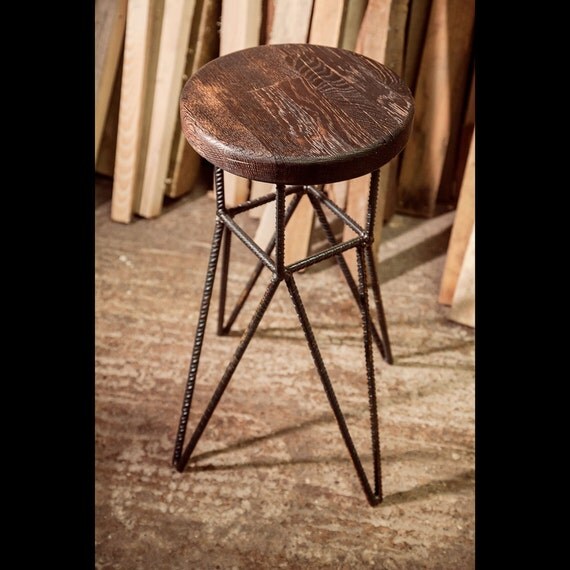 Rebar bar stool by GrizzlySupplies on Etsy