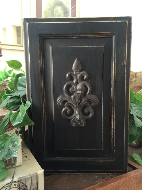 Distressed Black Doublle Wall Hook Coat Rack Purse Rack