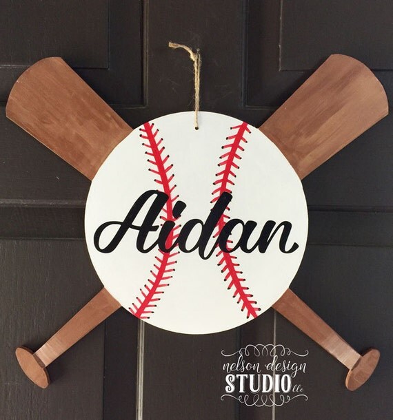 Baseball / Softball Painted Wood Door Hanger