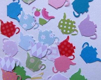 Small Teapot Shapes Decorations, Card Toppers, Table Confetti 60+ Pieces