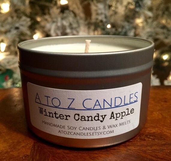 winter candy apple candle