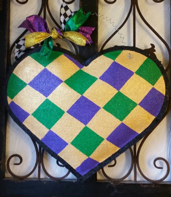 mardi gras burlap door hanger