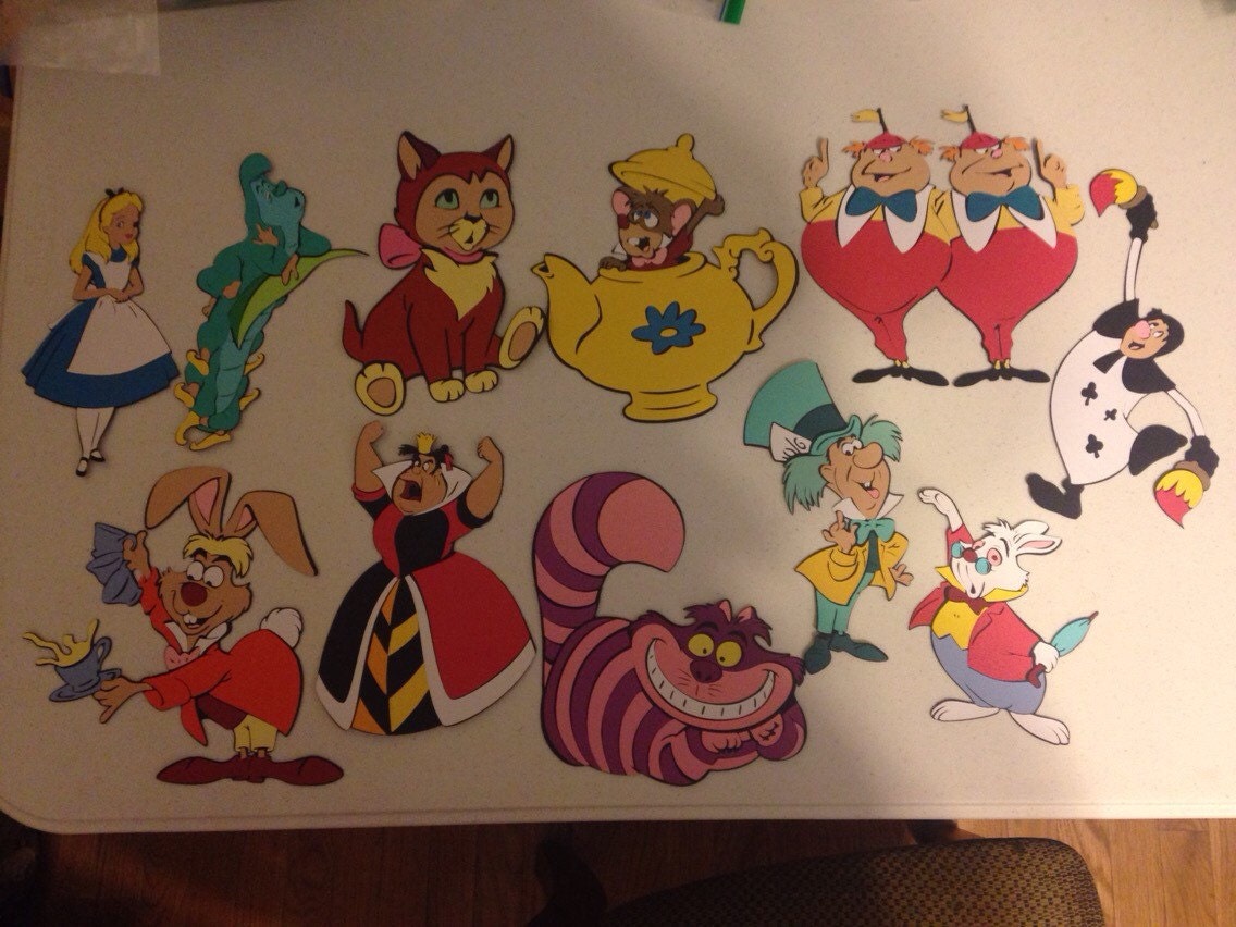 Set of 11 Alice in Wonderland Character die cuts