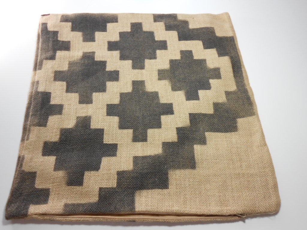 SALE 16x16 Burlap Pillow Case Southwestern by DeedlesAndMittons