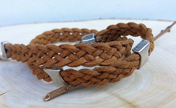 Brown Leather Bracelet, Man Brown Bracelet, Leather Braided Bracelet, Brown Cord Wristband, Mens Cuff Bracelet, Men Statement Jewelry