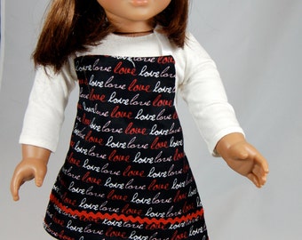 Hearts and Love apron and chef hat for your 18 inch or American Girl doll