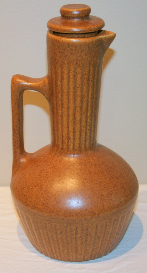 Antique Monmouth Pottery Brown Caramel Salt Glazed Carafe Jug